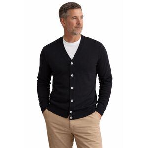 Classic Black Extra Fine Merino Wool V-Neck Button Cardigan Sweater M JCP